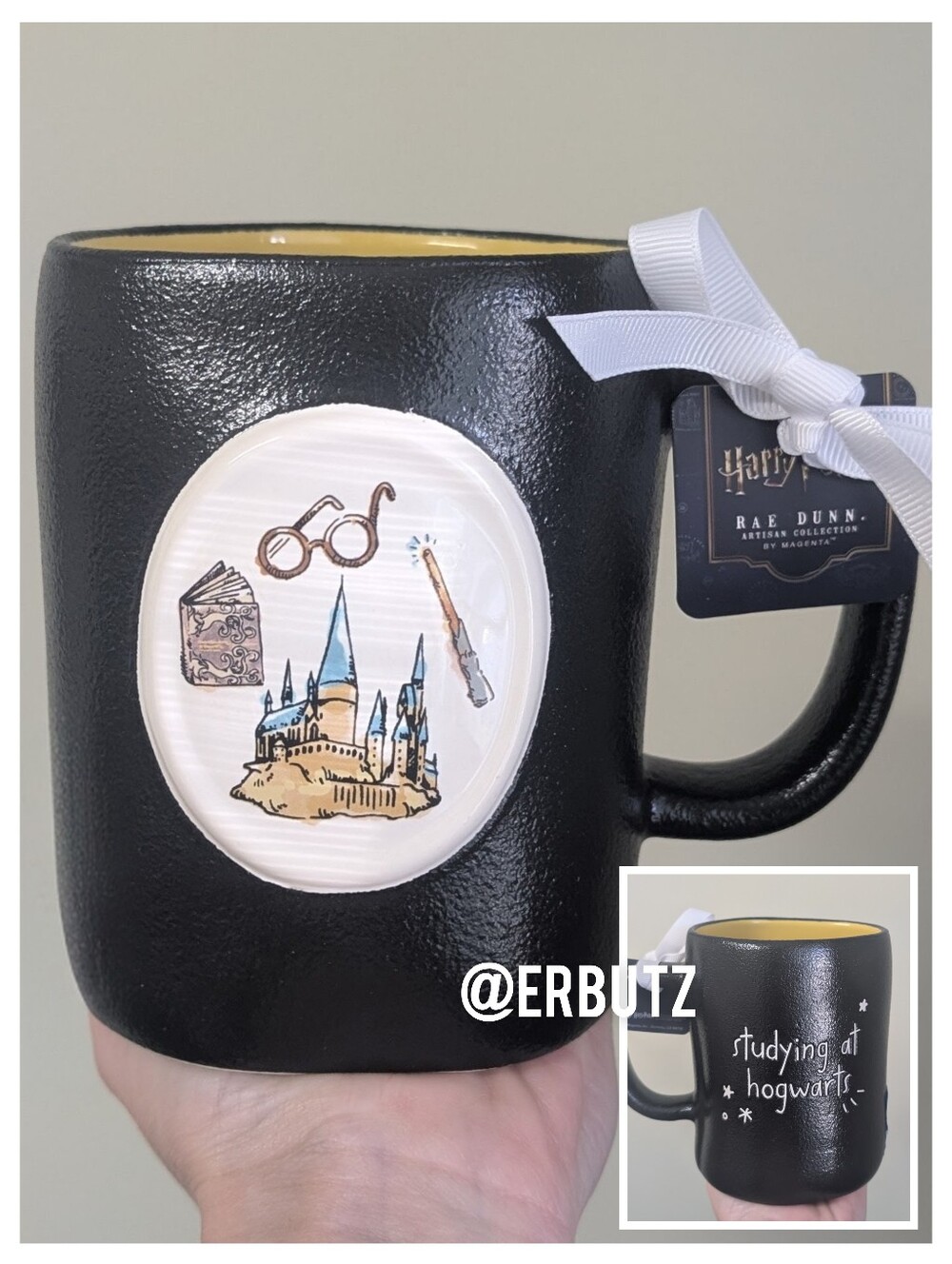 Rae Dunnx Harry Potter STUDYING AT HOGWARTS Mug, Cast Iron Texture, Icon Design